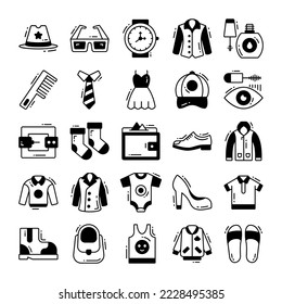 collection of fashionable clothing and accessories - fashion wardrobe - vector illustration