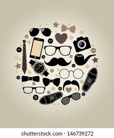 collection of fashionable men's accessories. vector illustration backdrop ,