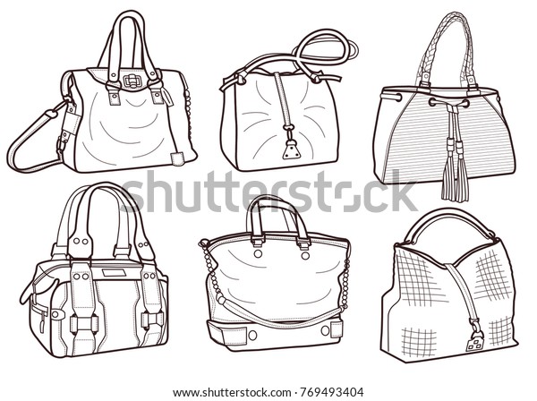 Collection Fashionable Womens Bags Coloring Book Stock Vector (Royalty ...