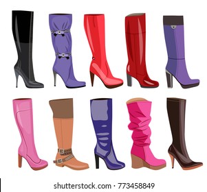 collection of fashionable women's boots