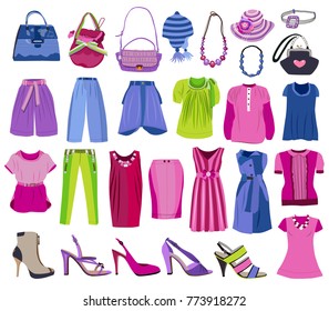 collection of fashionable women's clothes