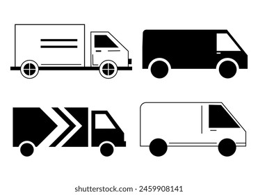 collection of fast delivery truck Icons for apps 