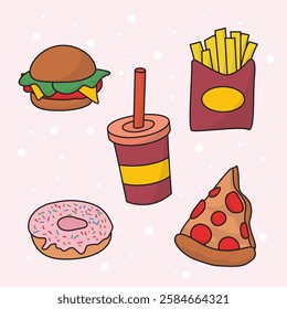 Collection of fast food illustration