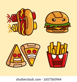 collection of Fast Food Robot cartoon character design