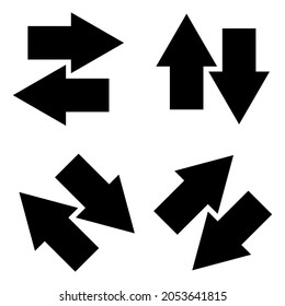 Icono de la colección de flechas dobles gordas. Arte de línea. Enviar logo. Diseño plano. Transferencia de archivos. Ilustración vectorial. Imagen de archivo. EPS 10.