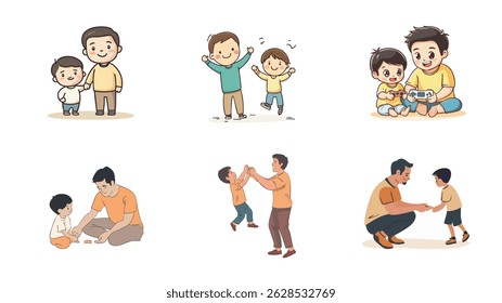 collection of Father daughter and Son kidding children's book illustration