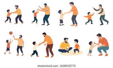 collection of Father daughter and Son kidding children's book illustration