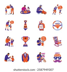 Collection of Fatherhood Flat Stickers

