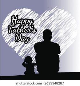Collection of Father's Day designs featuring silhouettes, bold typography, and heart motifs.