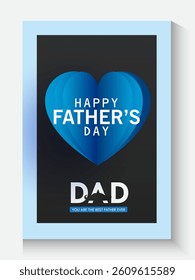 collection of Father's Day greeting cards set in modern paper cut love cute style. blue background Fathers Day holiday for greeting banner, fashion ads, poster, flyer, social media, promotion and sale