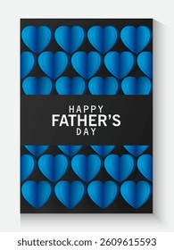 collection of Father's Day greeting cards set in modern paper cut love cute style. blue background Fathers Day holiday for greeting banner, fashion ads, poster, flyer, social media, promotion and sale