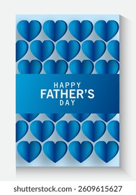 collection of Father's Day greeting cards set in modern paper cut love cute style. blue background Fathers Day holiday for greeting banner, fashion ads, poster, flyer, social media, promotion and sale