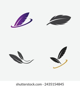 collection of feather logo illustration designs on a gray background