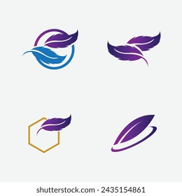 collection of feather logo illustration designs on a gray background