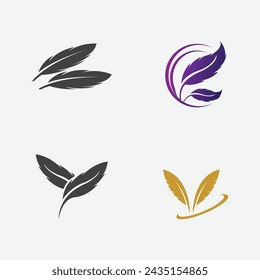collection of feather logo illustration designs on a gray background