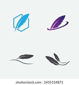 collection of feather logo illustration designs on a gray background