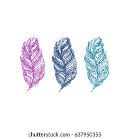 Collection of feathers vector illustration