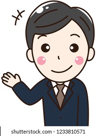 The collection feeling.Gentleman office he wears suit for work office.He wave the hand at morning.This can use for advertising, poster and decorate your blog or website.