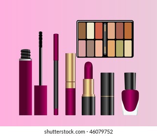 Collection of female accessories of beauty. Vector