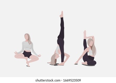 Collection of female doing yoga poses