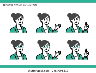 Collection of female poses. Business scene.