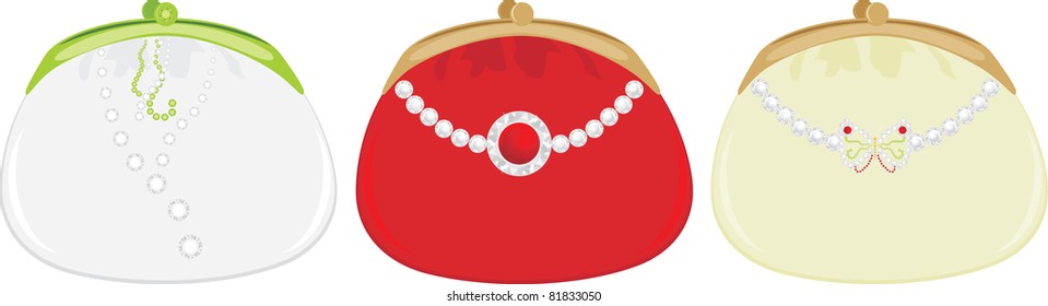 Collection of female purses. Vector