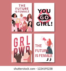 Collection of feminist message poster vectors