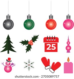 Kollektion von Festlichen Weihnachtselementen