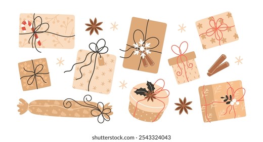 Colección de cajas de regalo festivas para Navidades