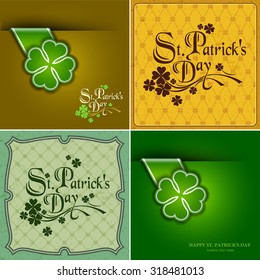 Collection festive Saint Patrick's Day Card Background, Vector Eps 10