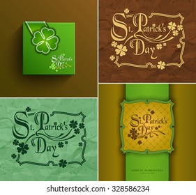 Collection festive Saint Patrick's Day Card Background, Vector Eps 10