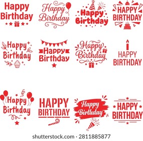Collection of festive typographic elements for joyous occasions. Ideal for graphic design projects party invitations and festive greetings.
