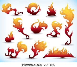 collection of fiery design elements