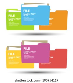 Collection of file folder with documents vector illustration