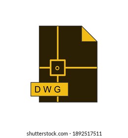 Collection of file formats, DWG. Isolated on an editable blank background and its color can be changed.
