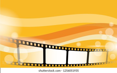 Collection Film strip frame isolated on colorful background. Cinema festival poster, banner or flyer. Creative vector illustration of old film strip frame. Movie time and entertainment concept. EPS 10
