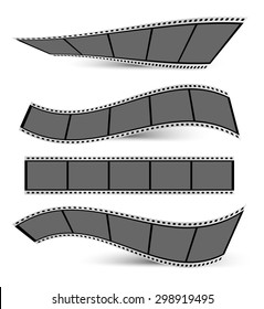 collection of film strips with shadows on a white background