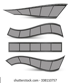 collection of film strips with shadows on a white background