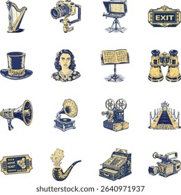 Collection of Filmmaking Vintage Icons

