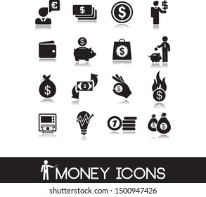 Collection of finance and money icons.