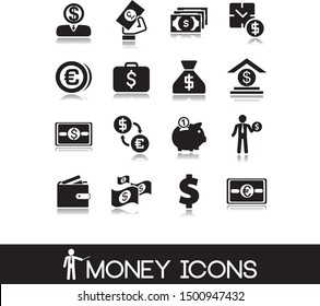 Collection of finance and money icons.