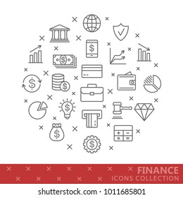 Collection of finance thin line icons. Vector eps 8