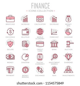 Collection of finance thin line icons. Vector eps10