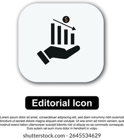 Uma coleção de ícones editoriais com temas financeiros que apresentam gráficos de crescimento, símbolos monetários e visuais de investimento em preto e laranja
