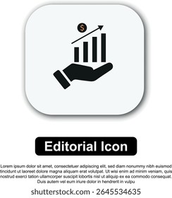 Uma coleção de ícones editoriais com temas financeiros que apresentam gráficos de crescimento, símbolos monetários e visuais de investimento em preto e laranja
