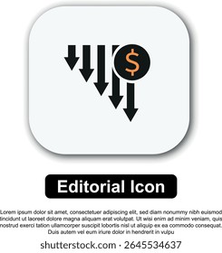 Uma coleção de ícones editoriais com temas financeiros que apresentam gráficos de crescimento, símbolos monetários e visuais de investimento em preto e laranja