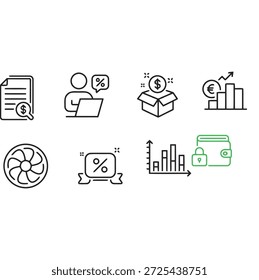 Collection of financial and data analysis icons displayed on a clean white background