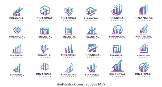collection of financial growth logo vector templates.set of financial accounting logos