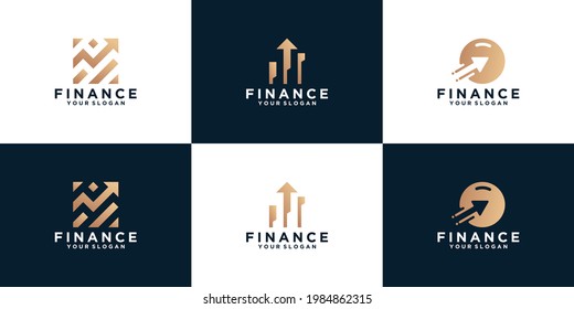 a collection of financial logos, arrow designs for companies, consulting, financial