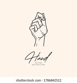 Collection of fine, hand drawn style logos and icons of hands. Fashion, skin care and wedding concept illustrations.